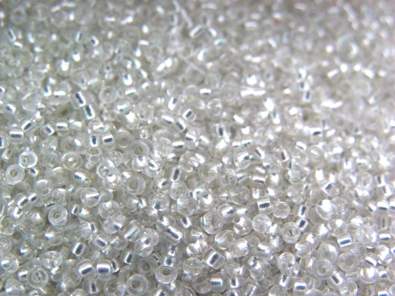11/0 (2 mm) Round Glass Seed Beads - Crystal Silver Lined - 15 g or 50 g