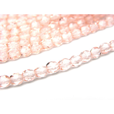 4 mm Round Faceted Fire-polished Czech Glass Beads - Rosaline