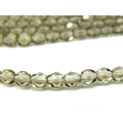 50 Stk. Tschechische feuerpolierte Glasschliffperlen 4 mm - Black Diamond Grau