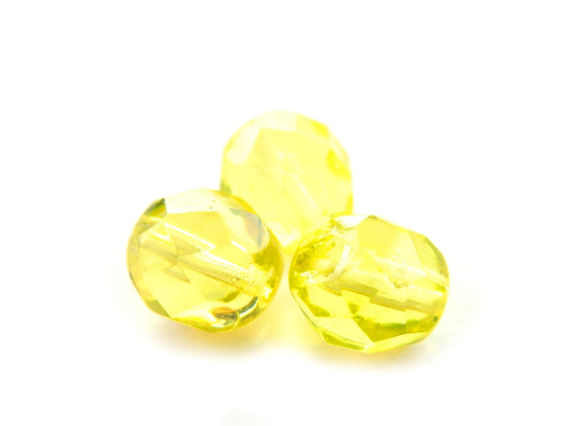 8 mm Round Faceted Fire-polished Czech Glass Beads - Light Colorado Topaz - 15 or 50 pc