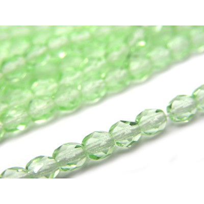 50 Stk. Tschechische feuerpolierte Glasschliffperlen 4 mm - Light Chrysolite