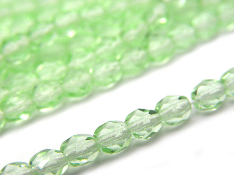 Kleine runde feuerpolierte Perlen - 4 mm - Light Chrysolite - 50 Stück