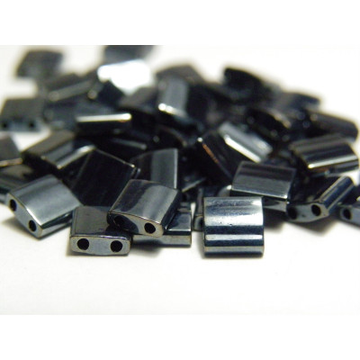 Miyuki Tila-Perlen, quadratische 2-Loch-Perlen, japan. Glasperlen - 5 mm - Light Haematite-Grey TL 464 - 12 g (ca. 130 Perlen