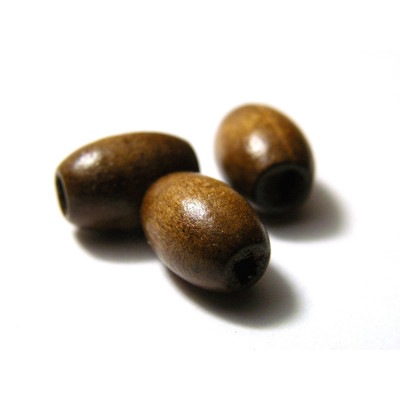 12 mm x 8 mm Medium Oval Wooden Beads, approx. 2 mm Hole - Brown (100 pc.)