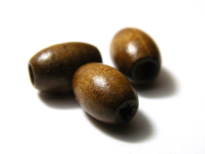 12 x 8 mm Ovale Holzperlen, Bohrung: ca. 2 mm - Braun (100 Stk.)