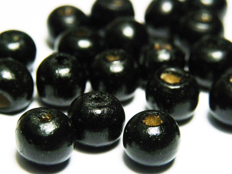 9 x 7 mm Abacus Black Round Wooden Beads - 100 pc