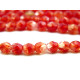4 mm Round Faceted Fire-polished Czech Glass Beads - Dual Tone - Crystal/Red - Icy Fire