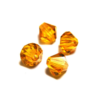 6 mm Czech MC Faceted Glass Bicone Beads - Topaz Brown