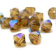6 mm Czech MC Faceted Glass Bicone Beads - Smoky Topaz AB