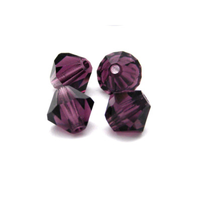 6 mm Czech MC Faceted Glass Bicone Beads - Amethyst Purple