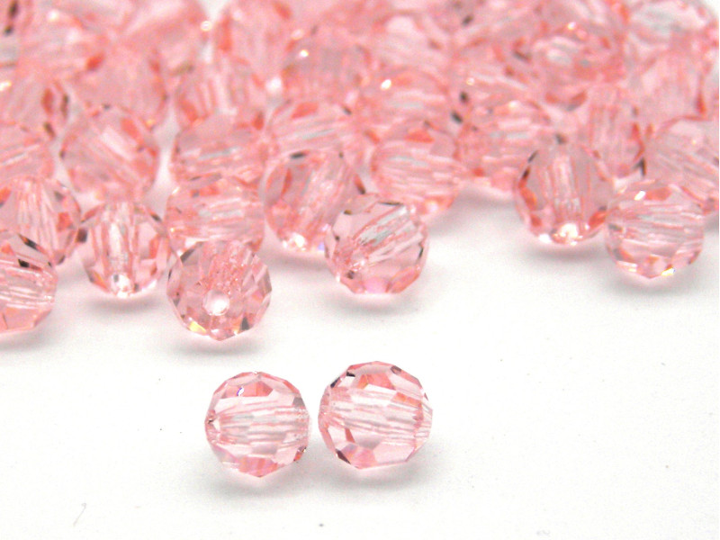 20 St. Tschechische runde, facettierte MC Perlen 4 mm - Rosaline