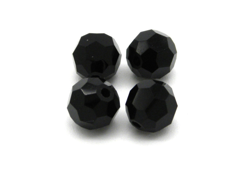 10 Stk. Tschechische Runde Facettierte MC Kristallperlen 6 mm - Jet (schwarz)