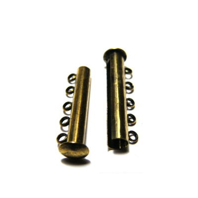 30 mm Magnetischer Messing Steckverschluss 5-reihig  - Antikbronze (1 od. 10 Stk.)
