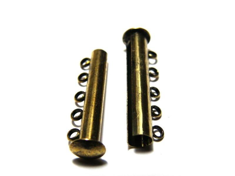 30 mm Magnetischer Messing Steckverschluss 5-reihig  - Antikbronze (1 od. 10 Stk.)