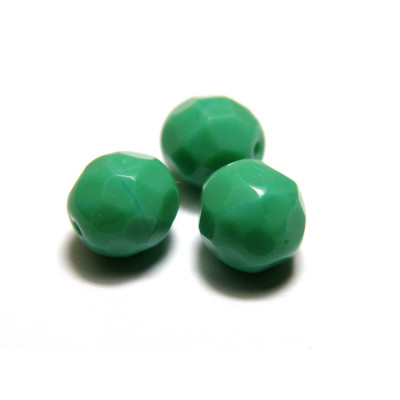 8 mm Round Faceted Fire-polished Czech Glass Beads - Turquoise chalk - 15 or 50 pc