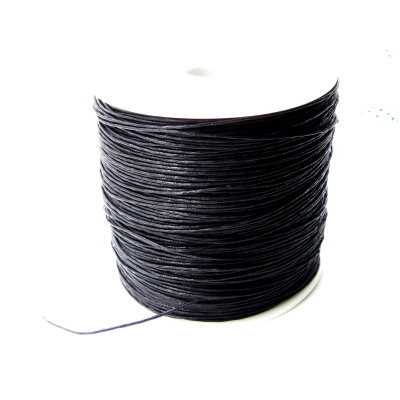 0.8 mm (1 mm unstretched) Waxed Cotton Cord - Black Jewelry Cord (1, 5 or 10 m / 3, 16, 32 Ft)