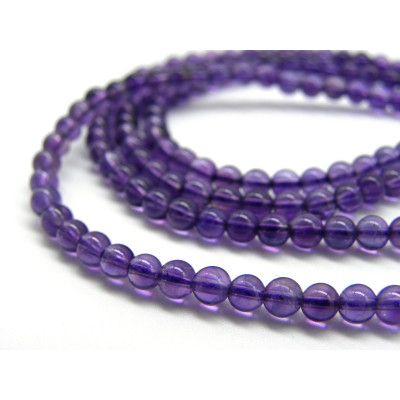 Kleine Runde Amethystperlen 4 mm - Klasse A (40 cm Strang or 20 Perlen)