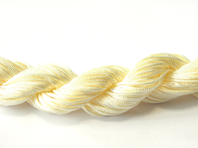 28 m (30 Yd) Nylon Macramé Cord, Macrame Jewelry Cord, Braided Nylon Yarn for Shamballa Bracelets - 0.8 mm - Cream