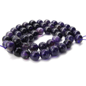8 mm Large Round Amethyst Beads, Polished Gemstone...
