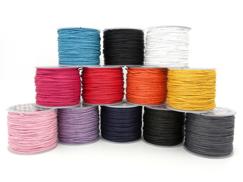 1 mm Thick Waxed Cotton Cord - 3 m (3.3 Yd) - Jewelry Cord (1 bundle) - Colour choice