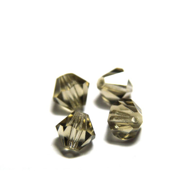 6 mm Czech MC Faceted Glass Bicone Beads - Black Diamond