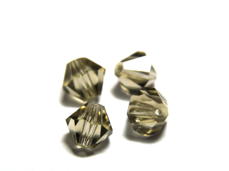 6 mm Czech MC Faceted Glass Bicone Beads - Black Diamond