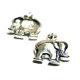 15 mm Elephant Metal Alloy Charm With Open Jump Ring (2 pc.) - Silver Plated