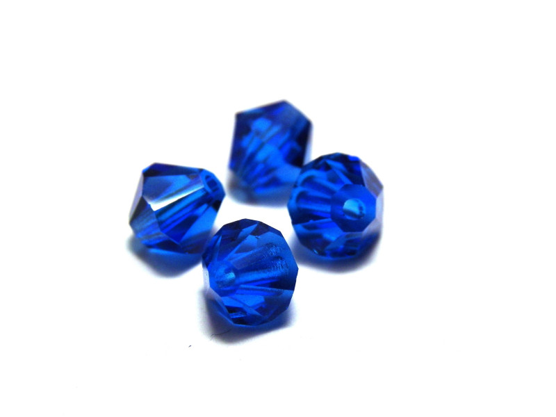 6 mm Czech MC Faceted Glass Bicone Beads - Capri Blue