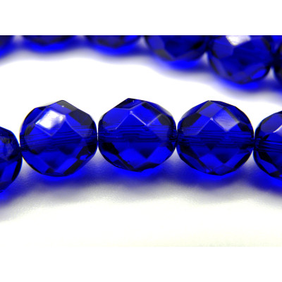 25x Tschechische feuerpolierte Glasschliffperlen 8 mm - Kobaltblau