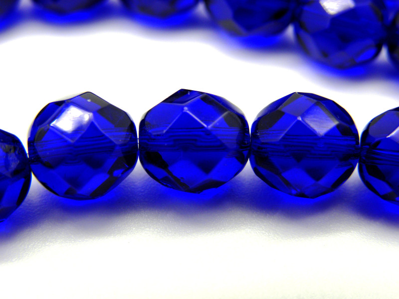 8 mm Round Faceted Fire-polished Czech Glass Beads (25 pc.) - Cobalt
