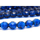 8 mm Round Faceted Fire-polished Czech Glass Beads (25 pc.) - Capri Blue