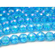 8 mm Round Faceted Fire-polished Czech Glass Beads - Aquamarine Iris Lustre - 25 pc