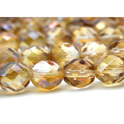 25x Tschechische feuerpolierte Glasschliffperlen 8 mm - Crystal Celsian