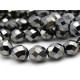 8 mm Round Faceted Fire-polished Czech Glass Beads - Hematite - 25 pc