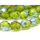 8 mm Runde facettierte feuerpolierte tschechische Glasschliffperlen - Olivgrün AB (25 Stk.)