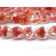 8 mm Round Faceted Fire-polished Czech Glass Beads - Crystal/Rosaline - 25 pc