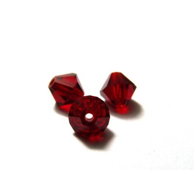 6 mm Czech MC Faceted Glass Bicone Beads - Siam Red (24 Beads)