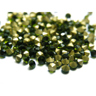 2.4 mm (8ss) Grade A Back-Foiled Glass Rhinestone Chatons (100 Pc.) Olivine (green)