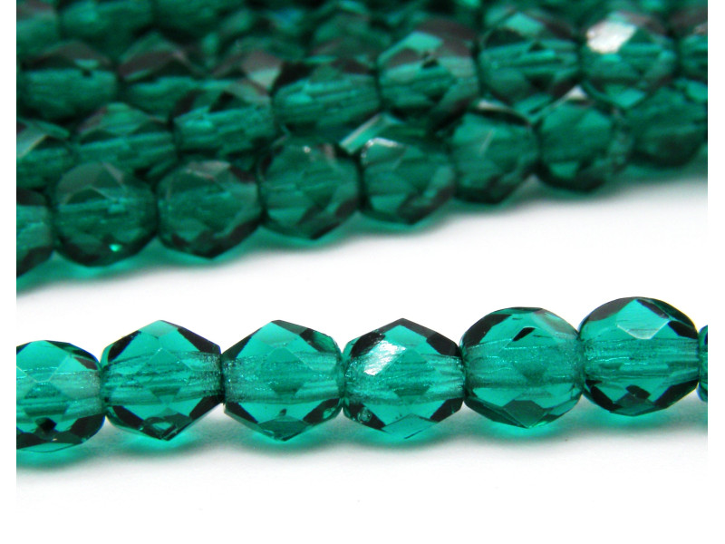 50 Stk. Tschechische feuerpolierte Glasschliffperlen 4 mm- Emerald