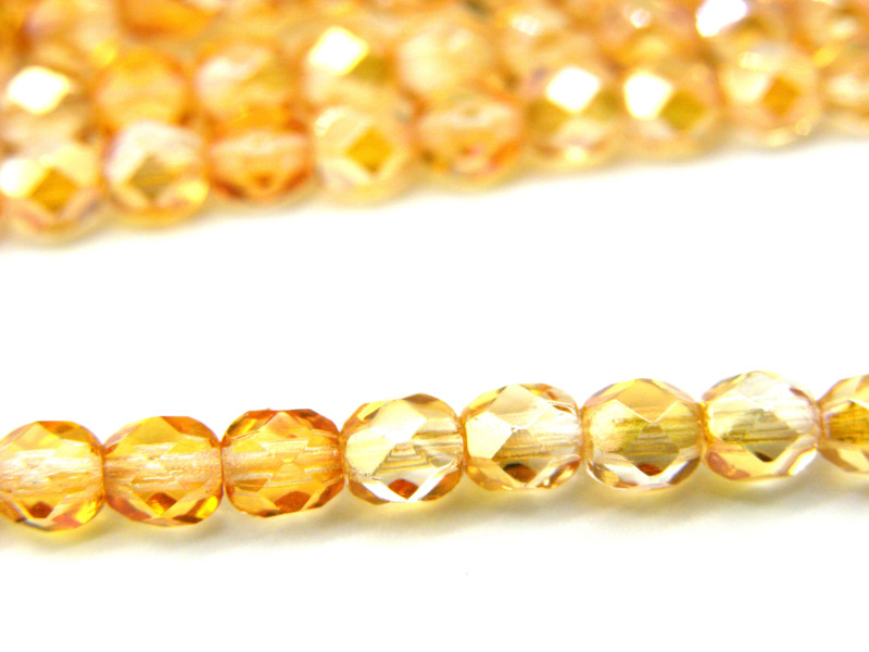 50 Stk. Tschechische feuerpolierte Glasschliffperlen 4 mm - Crystal Celsian