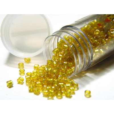 11/0 (1.6 x 1.3 mm) Miyuki Delica Japanese Seed Beads; Cylindrical Seed Beads - Peridot Sparkle Topaz Lined  DB 911 - 5.2 g V