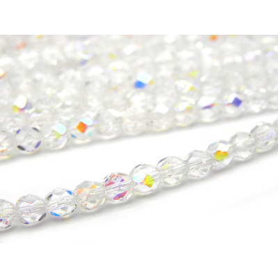 4 mm Tschechische feuerpolierte Glasschliffperlen - Crystal AB (50 Stk.)