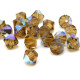 6 mm Czech MC Faceted Glass Bicone Beads - Smoky Topaz AB