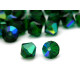 Tschechische MC Doppelkegelperlen, facettierte böhmische Glasperlen - 6 mm - Medium Emerald AB