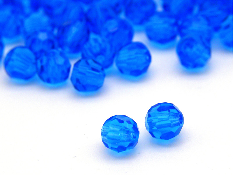 4 mm Czech MC Round Faceted Crystal Beads - Capri Blue (20 pc.)