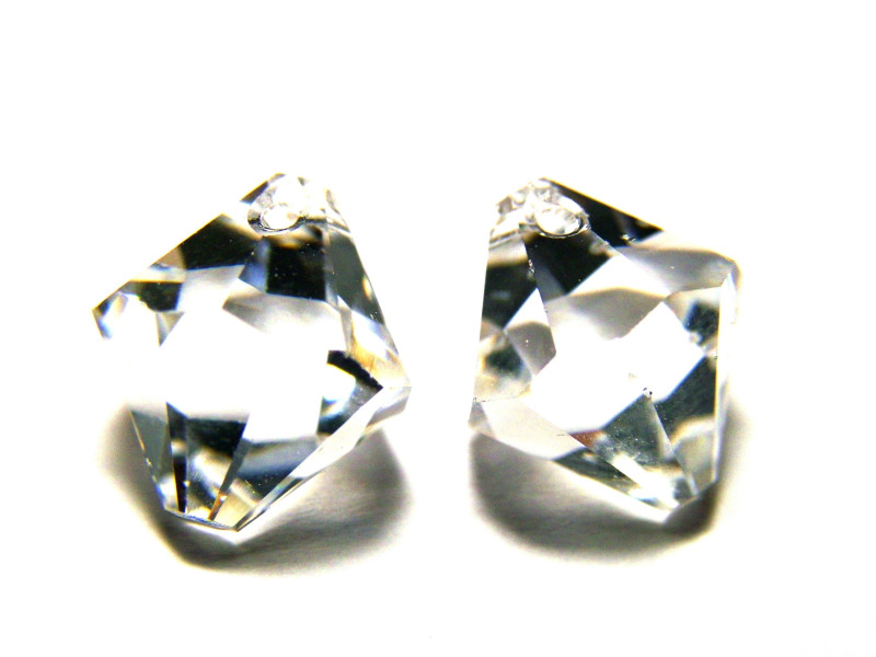 10 mm Rare Swarovski® Crystal 6301 Bicone Pendant With Lateral Holes - Crystal - 2 Pc.