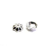6 mm Thick Solid Sterling Silver 925 Flower Bead Caps (2 or 10 pc.)