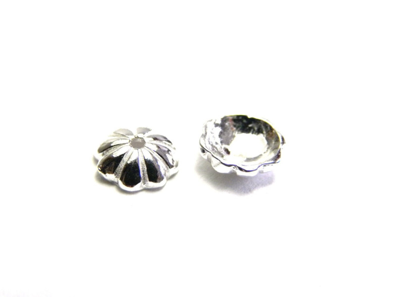 6 mm Thick Solid Sterling Silver 925 Flower Bead Caps (2 or 10 pc.) 6 mm Thick Solid Sterling Silver 925 Flower Bead Caps (2 or 10 pc.)