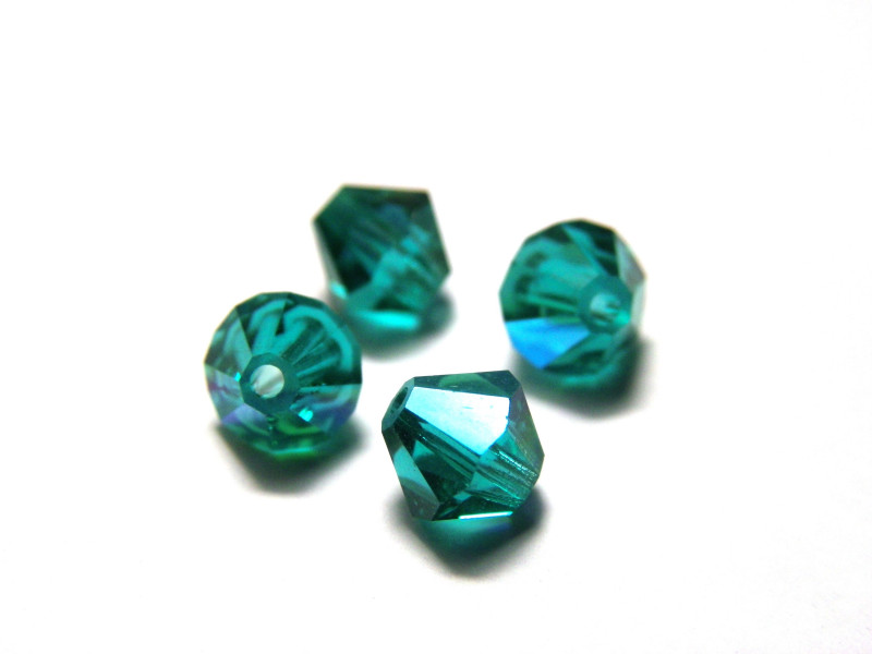 6 mm Czech MC Faceted Glass Bicone Beads - Indicolite Blue AB