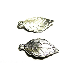 20 mm Leaf Metal Alloy Charm - Leaf Pendant - Silv...